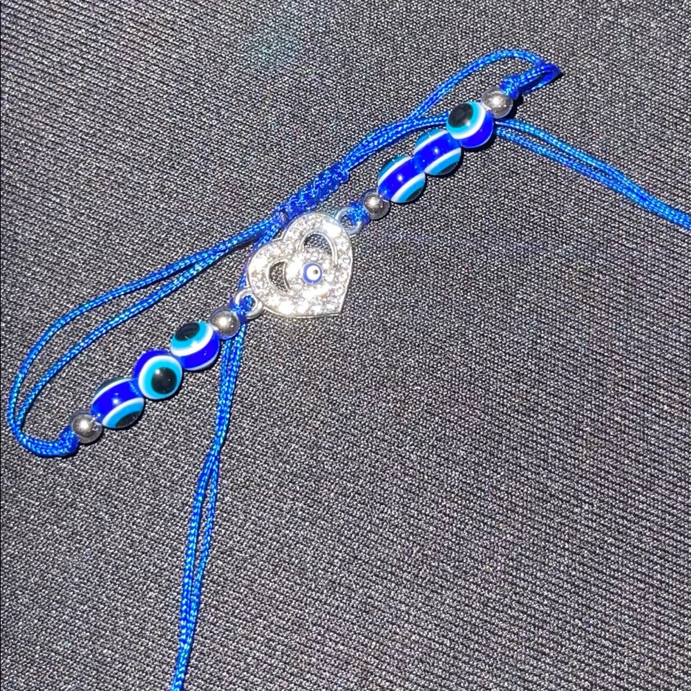 Evil Eye bracelet adjustable- heart